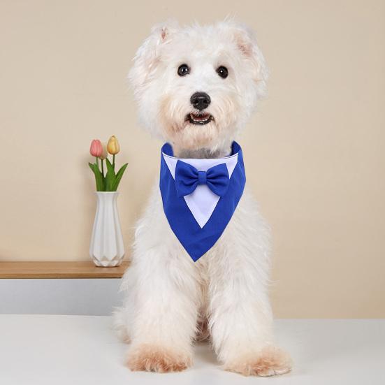 Hunde Smoking Bandana Formelt Bryllupsantrekk med Sløyfe Kjæledyr Trekant Smekker Skjerf Justerbart Kjæledyrhalsbånd for Små Mellomstore Hunder Katter