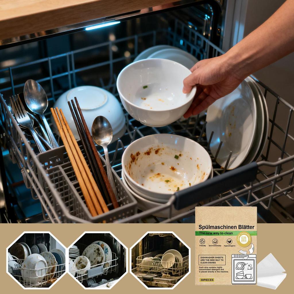 Geschirrspüler Reiniger Tabs 30 Stück Geruchsentferner Blätter Stark Verschmutzung Tiefenreinigung Entkalker für Küche Haushalt Wäsche Waschmaschine