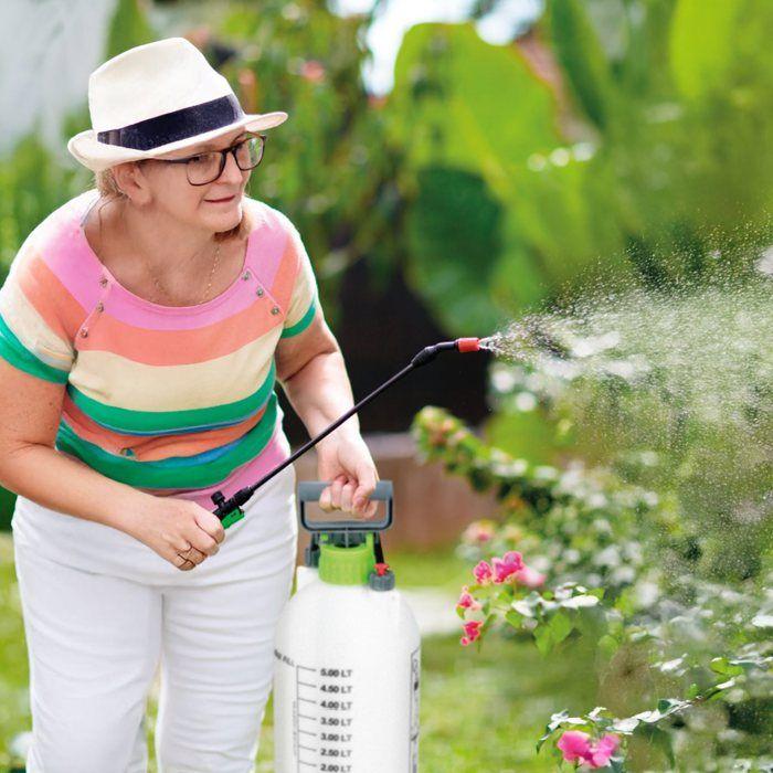 Pulvérisateur À Pression - Kinzo - 5L - Poignée Ergonomique - Tête De Pulvérisation Réglable - Jardinage Facile