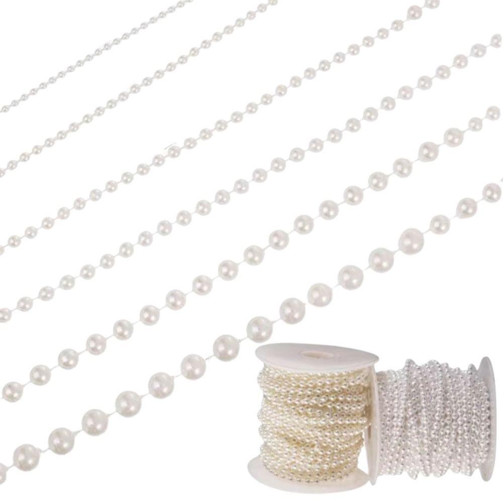 Multifunctional 5m Pearl Bead String 4/5/6/8/10mm Round Imitation Pearls Chain Fishing Line Pearl Garland Decor Party Decoration