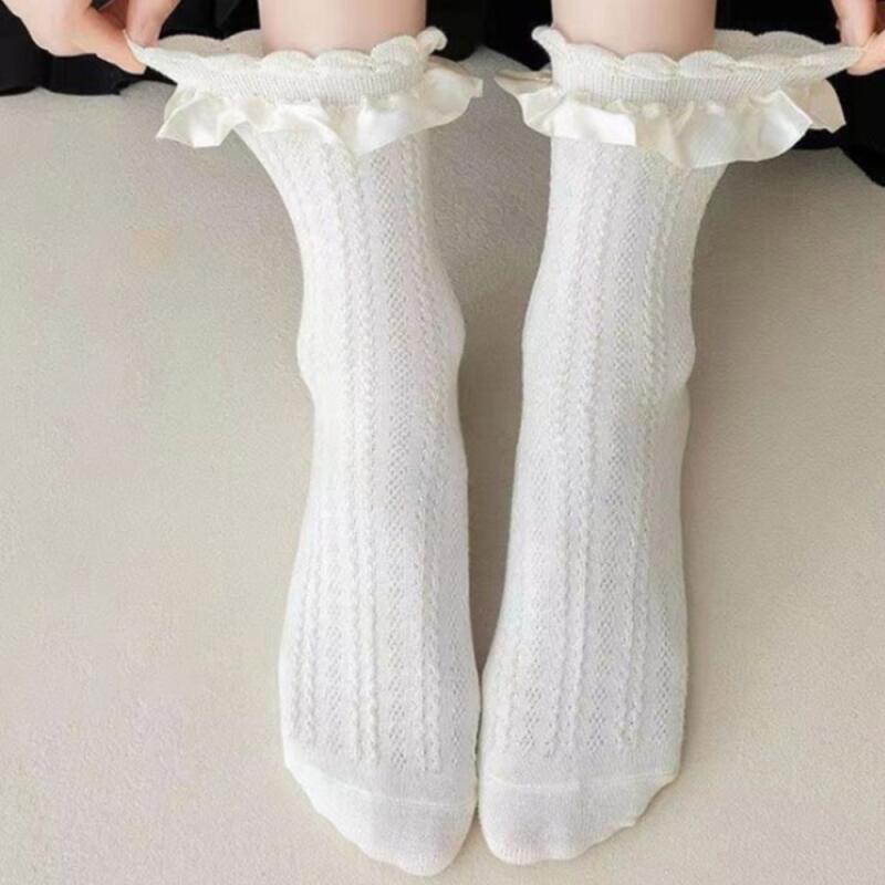 Women's mid-calf lace point cute socks
