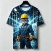 Funny 3D Western Cowboy Cat Print Men's T-shirt Fashion Cool Party Daily T Shirt Outdoor Casual Short Sleeve Top Summer Clothing