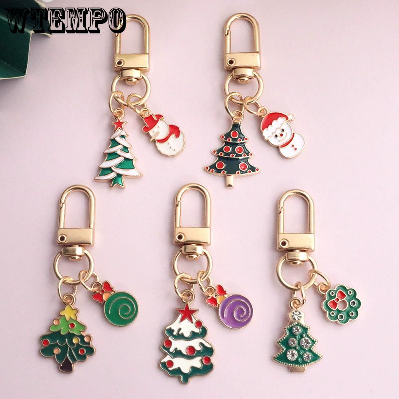 WTEMPO Christmas Series Pattern Design Keychain Sets Cute Christmas Tree Bags Keychain Pendants Holiday Small Gifts DIY Home Festive Decor Ornaments