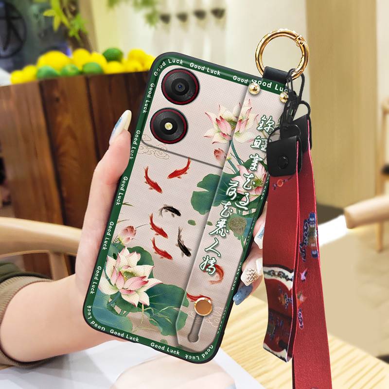Wristband Wrist Strap Phone Case For ZTE Blade A34 Durable Fashion Phone Holder Protective Anti-dust Shockproof Lanyard