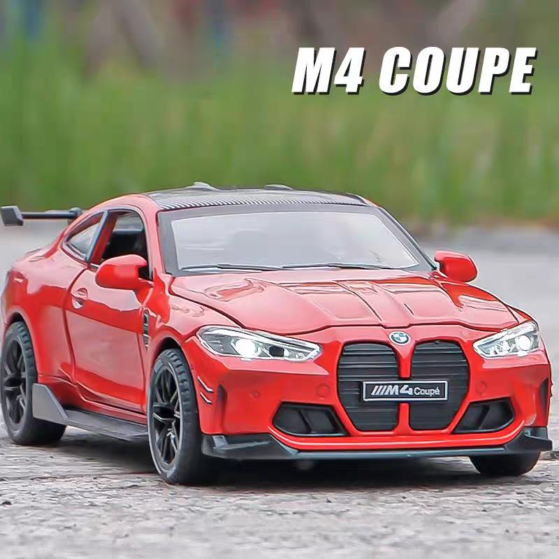 BMW M4 Coupe M Power Simulation Diecast & Toy Vehicles Sounds & Light Pull Back Car 1:32 Alloy Model Birthday Gifts