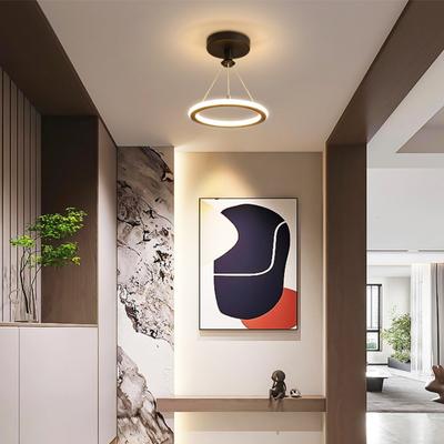 Nordic Circular Pendant Lamp Modern LED Chandelier Light Living Room Bedroom Corridor Staircase Aisle Decorative Droplight Light