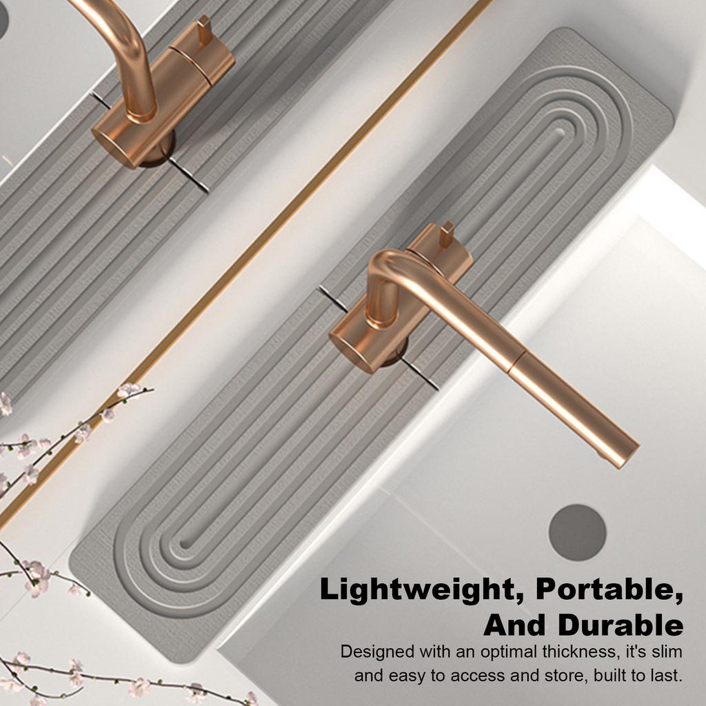 Diatomite Fast Drying Sink Faucet Mat 23.62x3.94in Water Absorbing Guard & Sink Protectors for Bathroom Counter