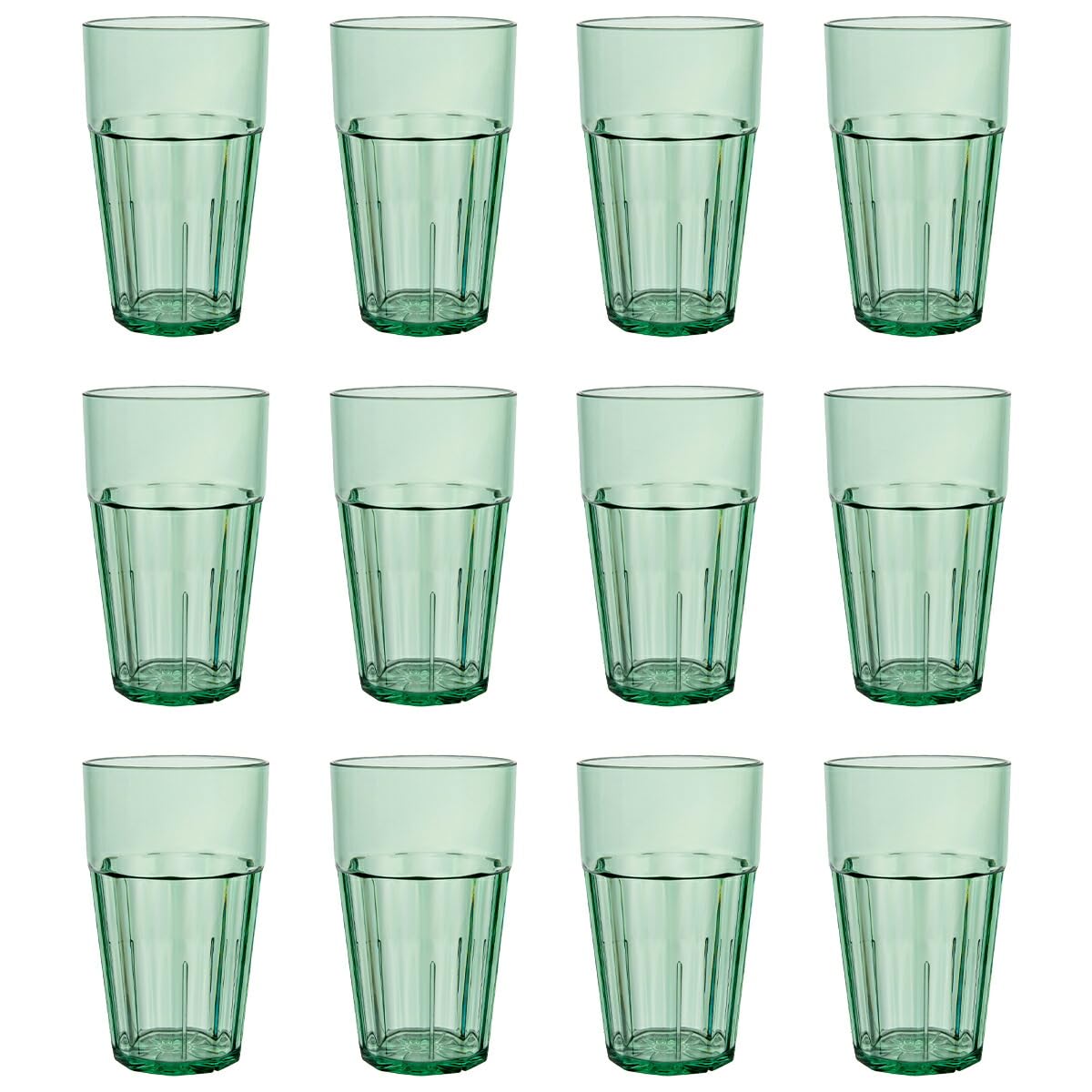 

Thunder Group 470ml16oz Tumblers, Set of 12, Commercial Grade, Shatter-Resistant, Dishwasher Safe, Non-Stick Plastic Cups, Stackable (PLPCTB116GR-12S)