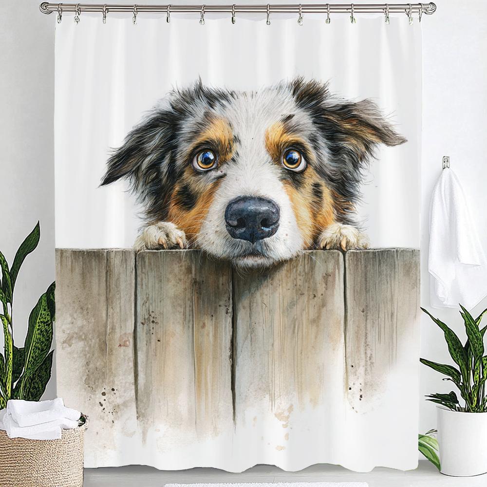 

Cartoon Creativity Funny Dogs Shower Curtain: Embrace The Quirky Design, Cute Dog Art Waterproof Polyester Fabric Bath Curtain W60H190(CM)-1 Pcs