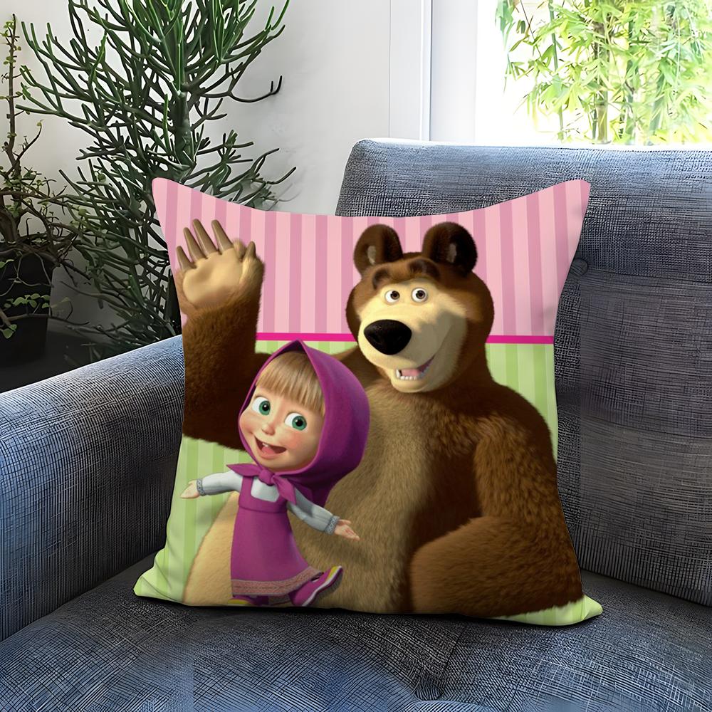 Anime M-Mascha und die B-Bären Kissenbezug Bequemer Wendekissenbezug Ideal für Auto Sofa Schlafzimmer & darüber hinaus