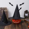 Halloween Witch Hat, Black Oxford Fabric Wizard Hat for Kids Adults, Magician Hat for Costume Party Cosplay Dress Up