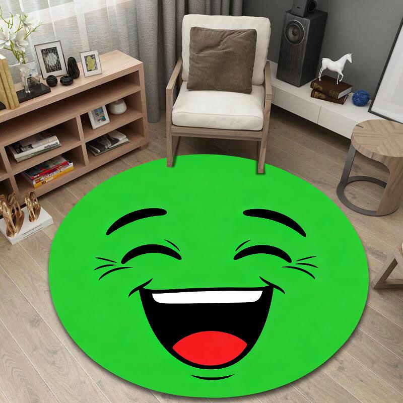 Trendy Round Halloween Multicolor Accent Rug, Non-Slip Floor Mat for Bathroom