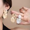 Luxury Retro French Round Metal Stud Earrings - Elegant European-American Design
