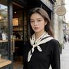 Black and white temperament polka dot versatile mulberry silk scarf women's satin silk 71 square scarf spring and summer scarf silk scarf
