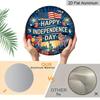 2D Flat, 1pc Round Aluminum "Happy Independence Day" Sign, Patriotic USA Flag & Statue of Liberty Metal Plaque, Vintage Distressed Style, Perfect for