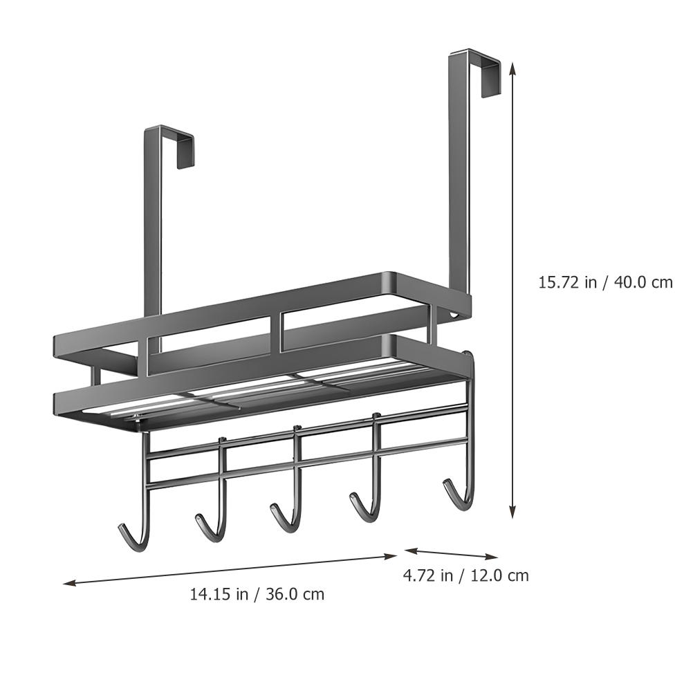 Over Door Hangers Detachable Installation-free Storage Rack Multifunctional High Carbon Steel Hook Gray Clothes Shelf Basket