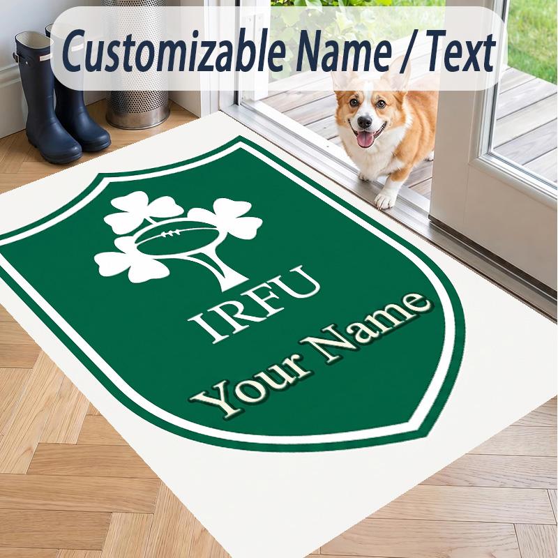 Custom Text Printed Rug Ireland Rugby Non Slip Floor Carpet For Home Room Decor