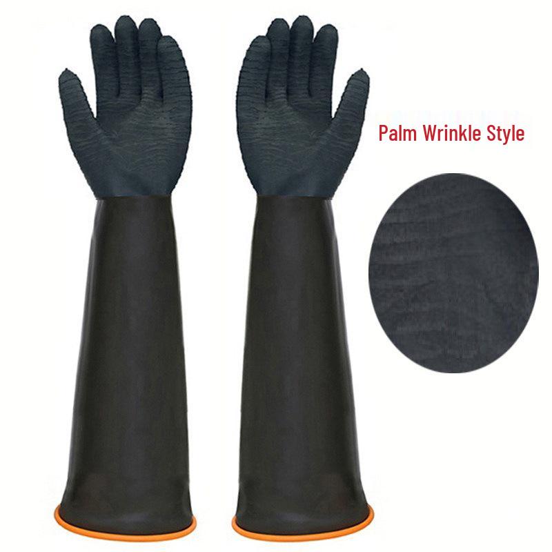 Durable Industrial Acid & Alkali Resistant Latex Gloves - Anti-Corrosion, Chemical & Wear Resistant, Thickened & Lengthened