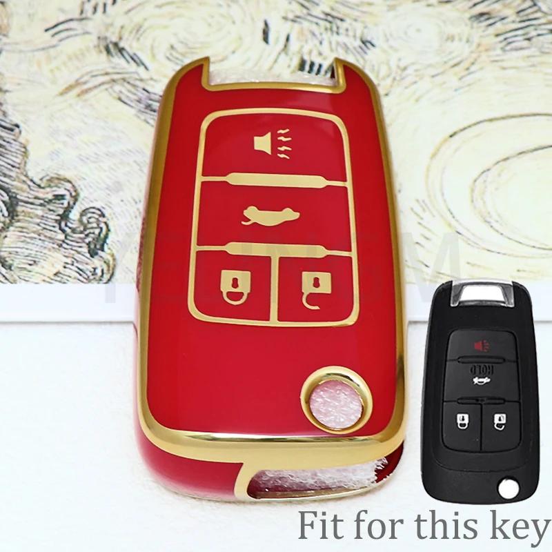 For Chevrolet Cruze Impala Camaro Garna Equinox Volt Yakista AVEO Impala GMC Terrain TPU Flip Car Key Fob Case Cover Keychain