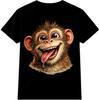 Lustiges Affen T-Shirt Verspieltes Lachendes Tier Grafik T-Shirt Lässiges Spaß Geschenk Oberteil
