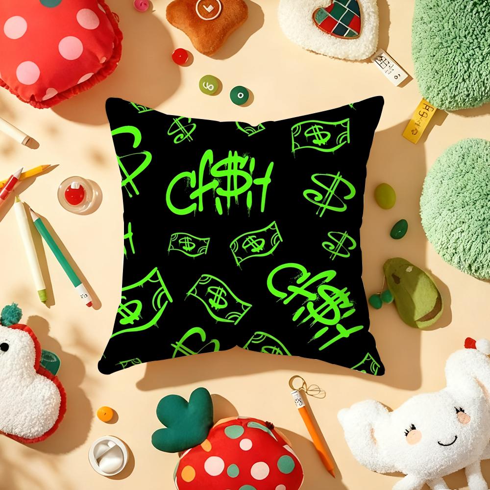 Popular Money Cushion Cover Soft Short Plush DoubleSided Printing Home Decor Machine Washable Pillow Case Gift