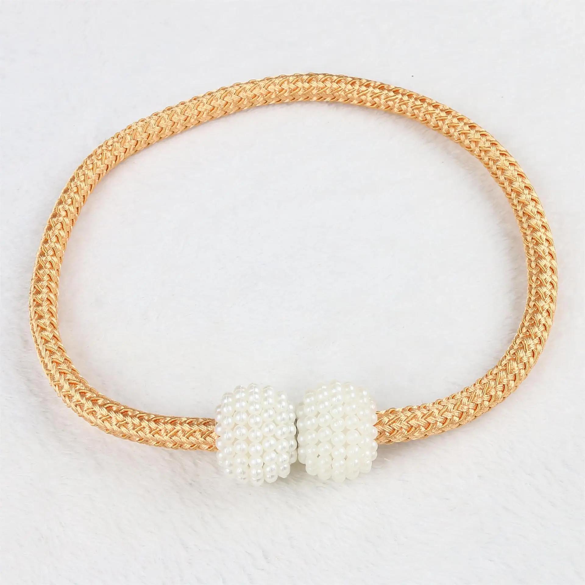 

2 шт. магнитные подхваты для штор Pearl Ball Home пряжка для штор европейский декор плетение зажим веревка ремни держатель для больших штор