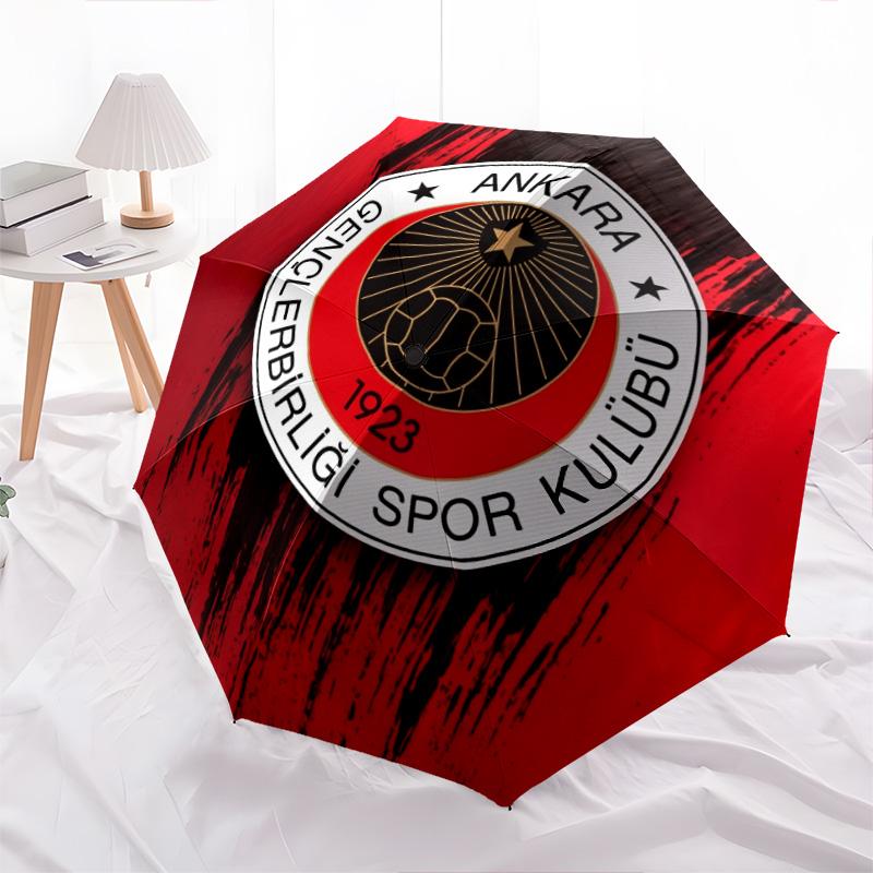Gençlerbirliği SK  Pattern, Automatic Folding Umbrella, Portable and Foldable Design, 8 Ribs, a Christmas or Birthday Gift.