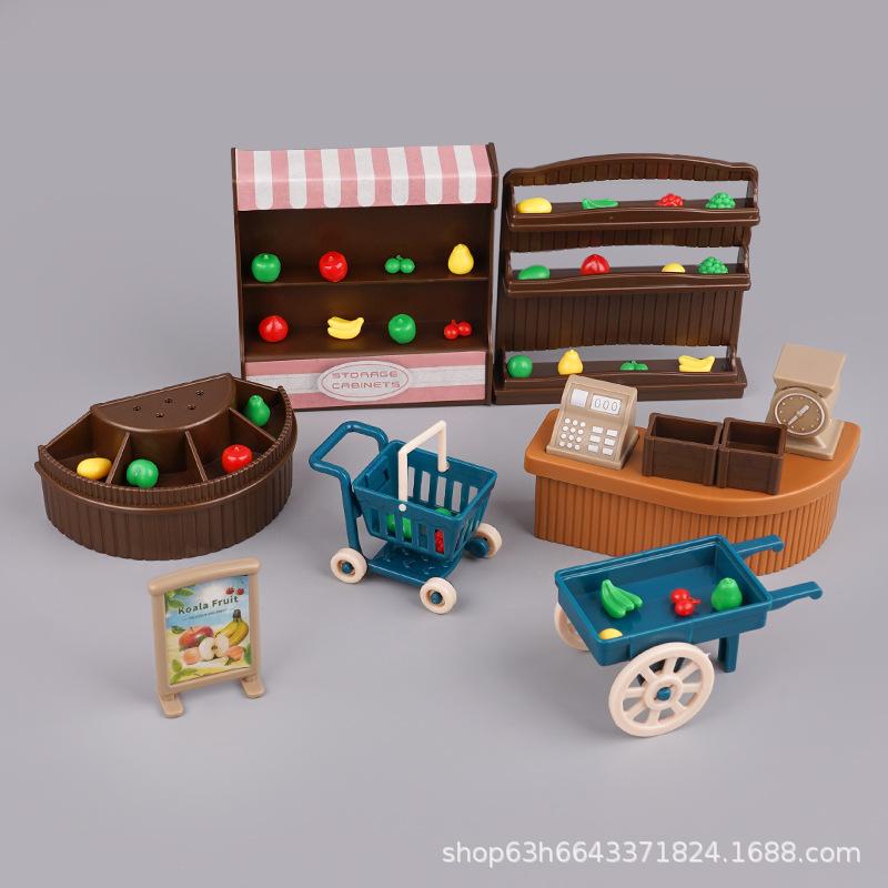 Mini Simulation Fruit Shop Small Shop Miniature Doll House Cute Play House Children'S Toys Food Scene Ornament