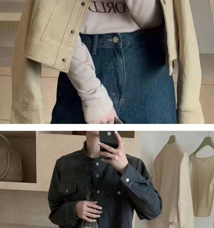 Damen Herbst/Winter Wildlederjacke im koreanischen Stil - Locker geschnitten, schlankmachend, kurz, langärmlig