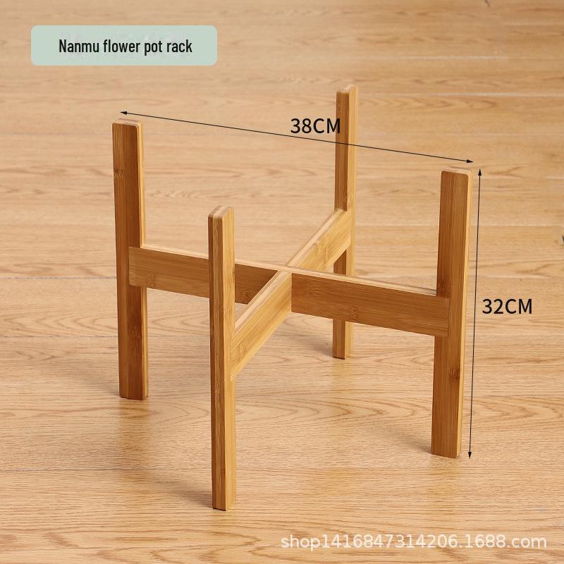 Wooden Four-Legged Floor-Standing Flower and Succulent Pot Stand with Bamboo Tray