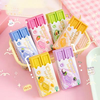 Borrador de diseño de dibujos animados de chocolate kawaii, borrador grande para estudiantes, borrador para lápiz para escribir, papelería coreana para la escuela y la oficina