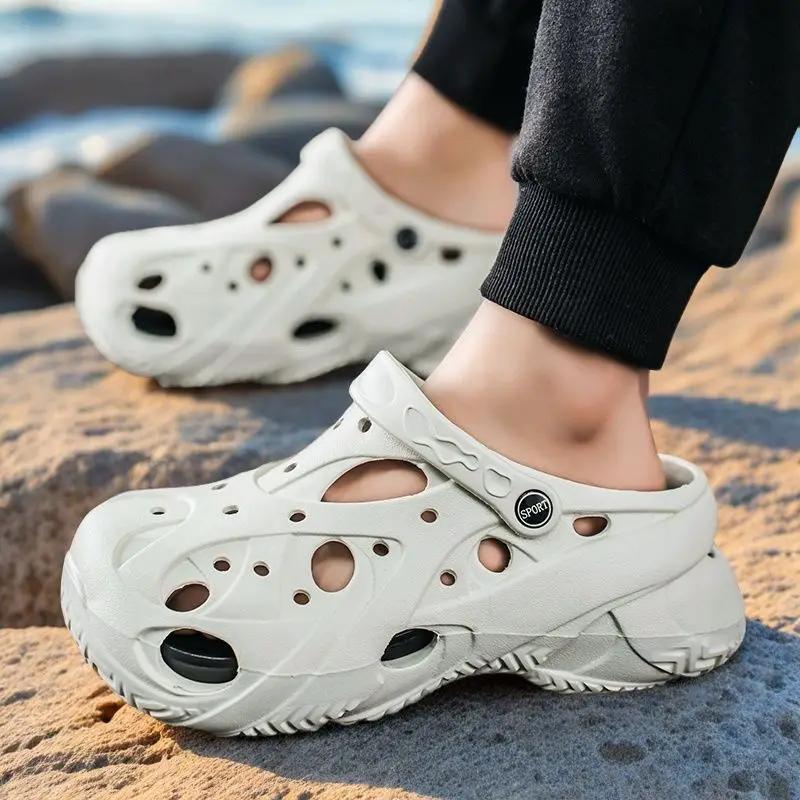 Height Men's Sandal Hole Shoes Beach with Platform Open Toe New Fashion Luxury 2026 Summer Sale Clearance Big Size H Male Shoe