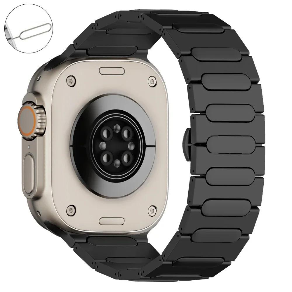 

Для Apple Watch 10 46мм/Ultra 2/Ultra 49мм/9 8 7 45мм/SE (2023) SE (2022) SE 6 5 4 44мм/3 2 1 42мм Титановий сплав Ремінець для зап ястя Black