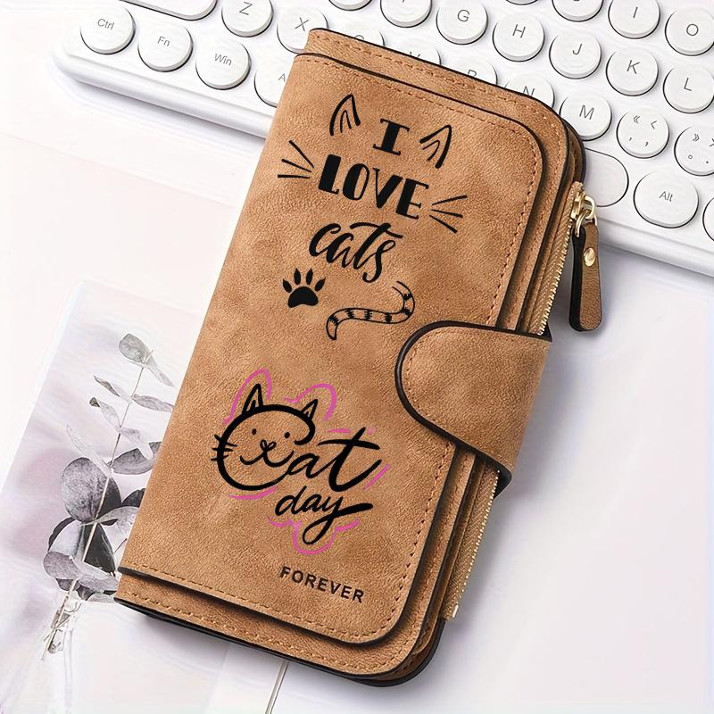 1PC Black Cat Pattern Women's Long Wallet Multi-functional Portable Snap Closure Coin Purse Ideal Gift for Cat Lovers Daily Commute Outdoor Travel