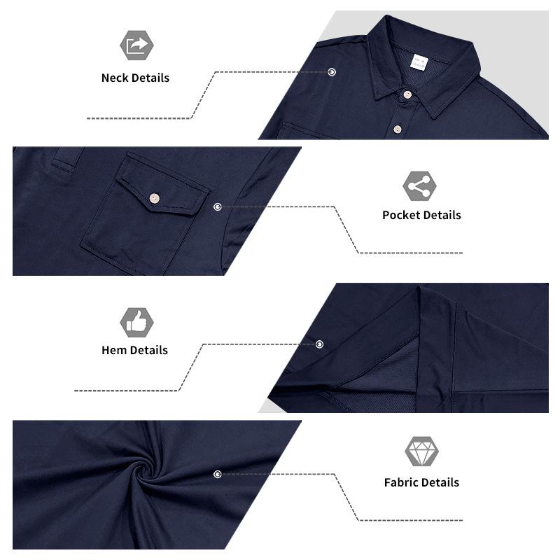 Camisa Polo de Manga Larga Holgada Retro Workwear con Cuello para Ocio al Aire Libre de Hombre de Primavera y Otoño