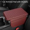1PC Universal Ultra-fine Fiber Leather Car Armrest Cover Pad - Soft, Durable, Spacious, with 2 Storage Pockets