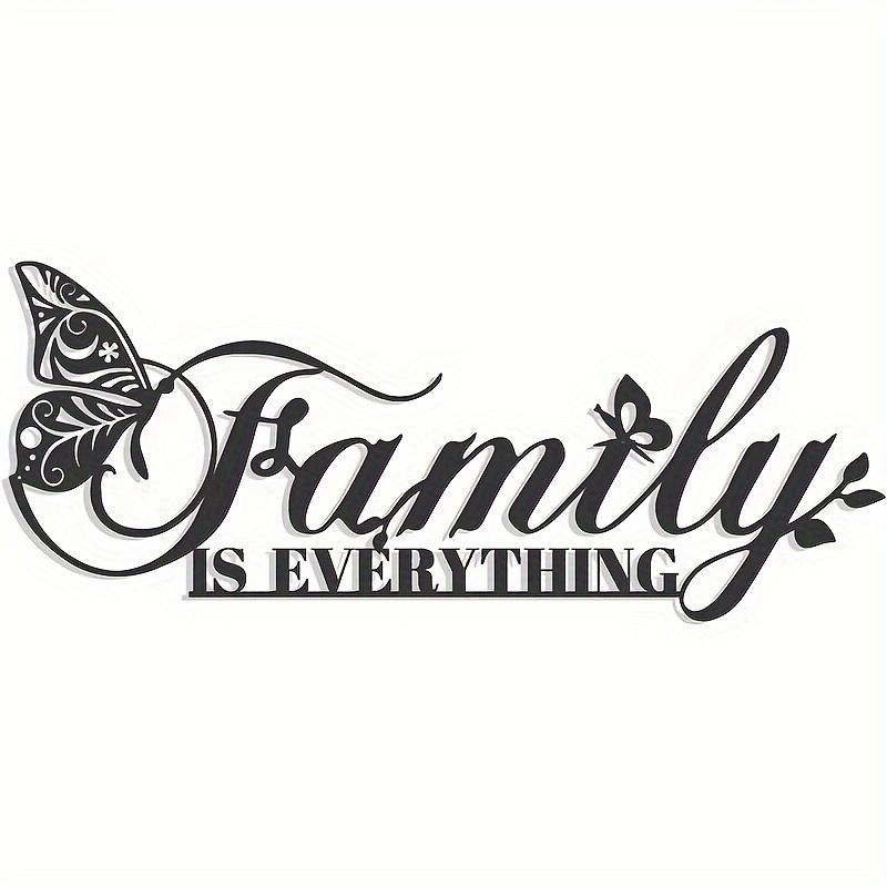 1pc Black Iron Butterfly Family Sign Wall Art, Home Decoration Metal Plaque, Family Is Everything
