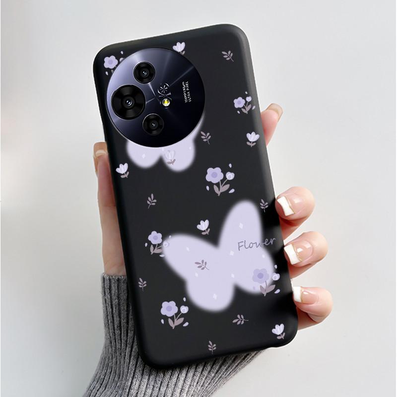 Case For TCL 50 Pro NxtPaper 5G Phone Case Luxury Fashion Butterfly Flower Black Soft TPU Silicone Shockproof Cover Casing Shell