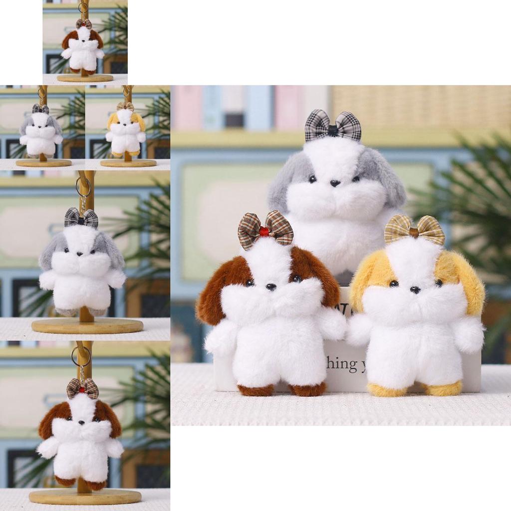 Plush Dog Charm Toy With Cartoon Bow For Wedding Decor And Gift Use