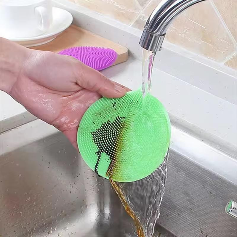 10Pcs Silicone Cleaning Brushes Soft Silicone Scouring Pad Washing Sponge Dish Bowl Pot Cleaner Washing Tool Kitchen Accessories