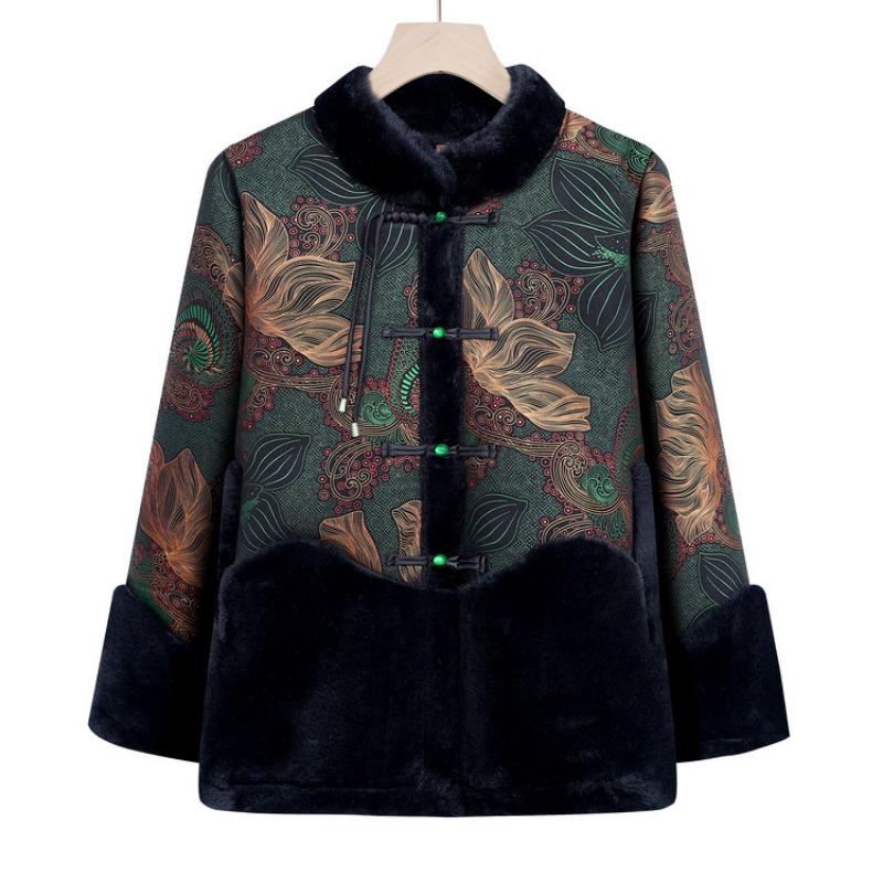 

Middle mother autumn and winter coat new middle-aged thickened imitation fur coat mink velvet padded jacket 5XL (recommended 150-82.5kg) зелёный