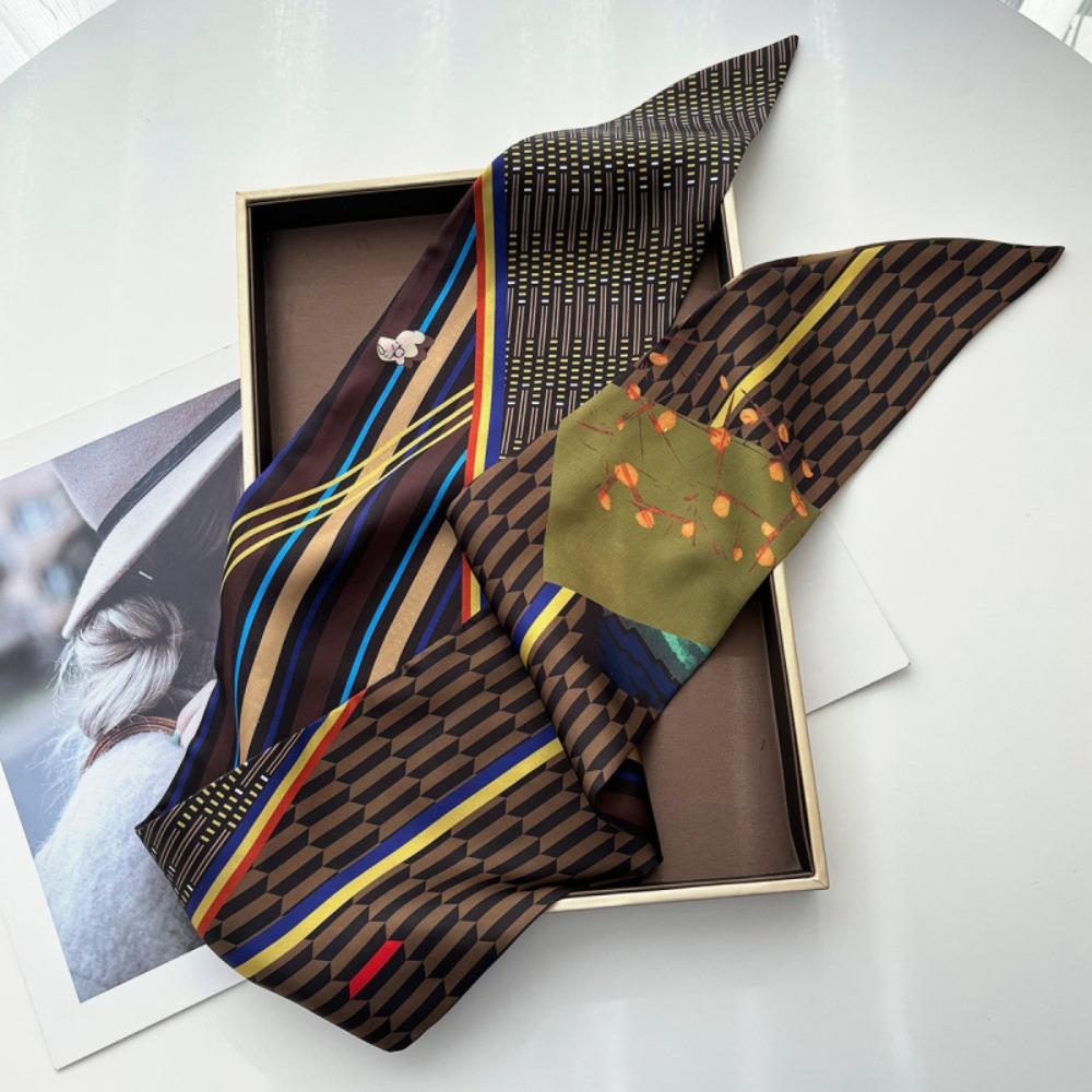 Printed Neckerchief Scarf Long Handbag Decorative Accessories Stylish Skinny Scarf  Hair Accessory