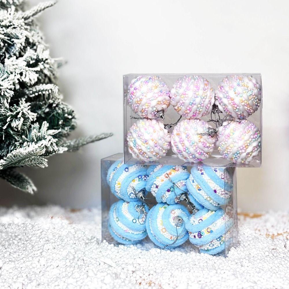 

6Pcs Reusable Christmas Balls Pendant Colorful Macaron Color Hanging Balls Party Style B