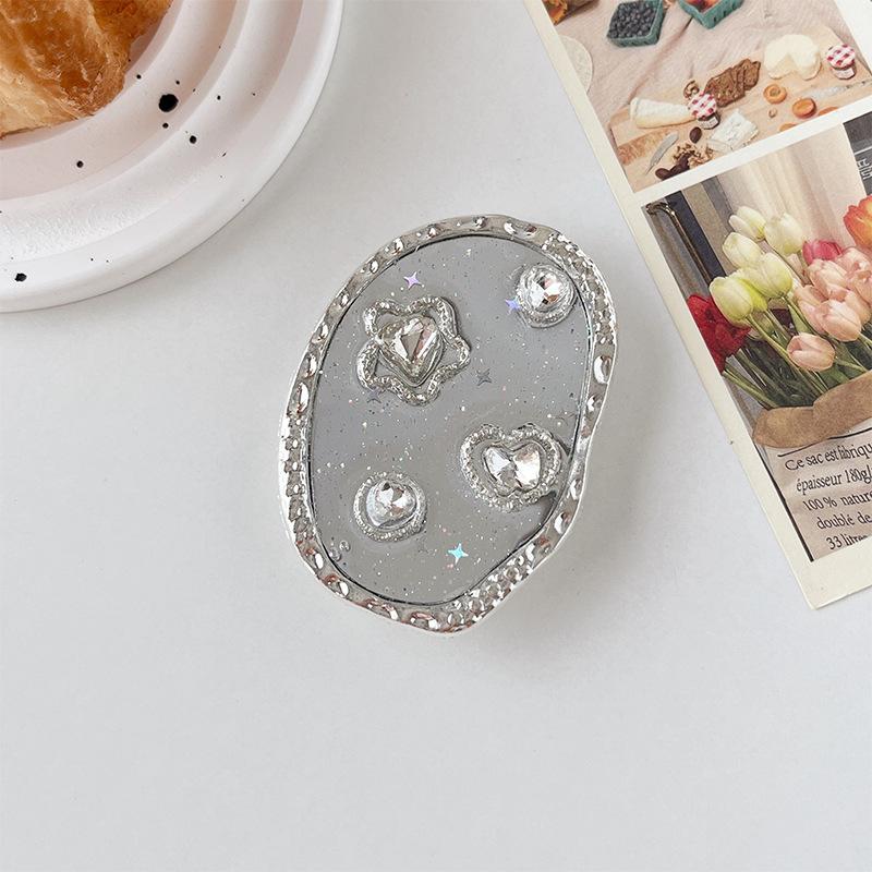 Rose Butterfly Rhinestone Love Mobile Phone Airbag Bracket Wind Back Sticker Premium Sense Ring Buckle Pearl