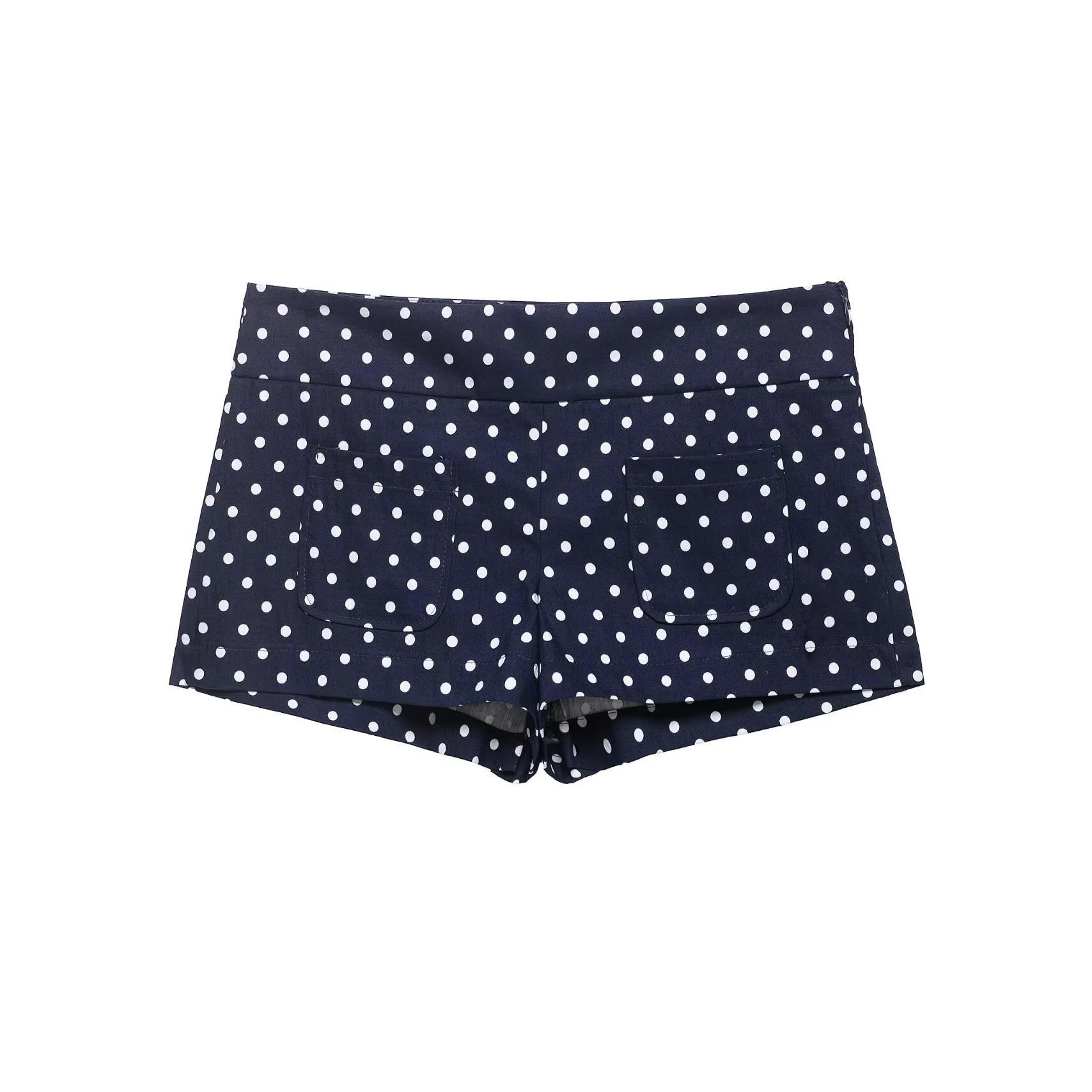 European-American Style Women s Polka Dot Gauze Puff Sleeve Jacket & Shorts Set Extra Small
