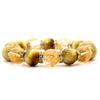 Sekihui Golden Tiger Eye 14mm Four Gods Crystal Bracelet Four Divine Beasts Carved Power Stone Fortune Lucky Amulet Unisex Stretchable 17cm Gift