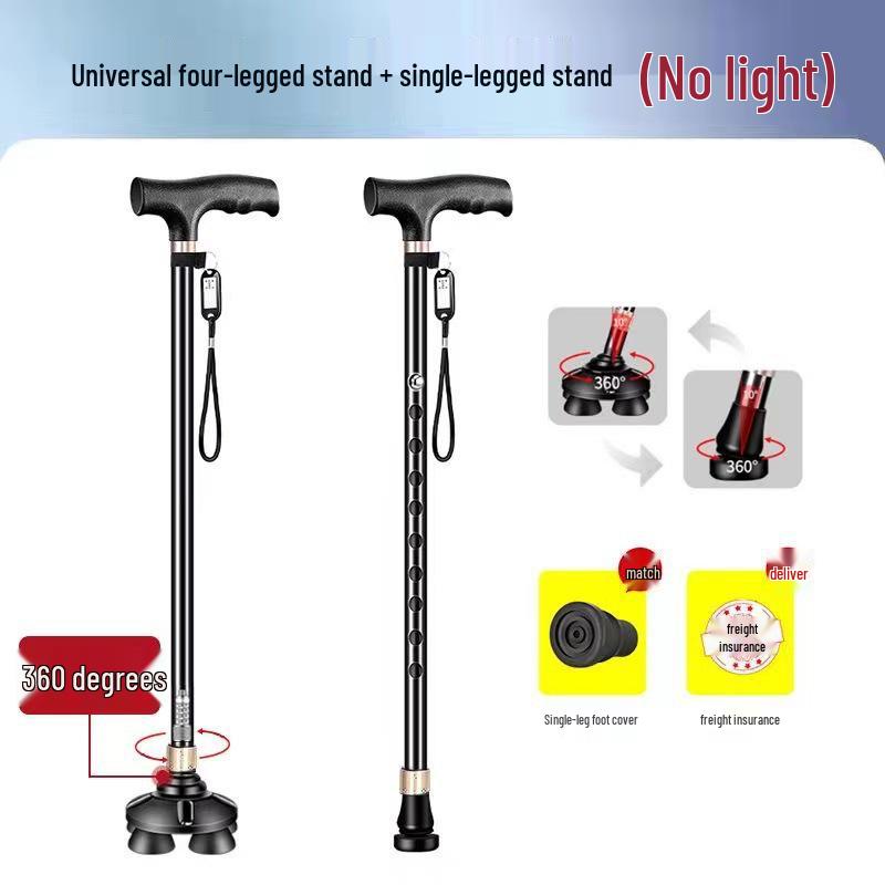 Four-legged Telescopic Lightweight Aluminum Cane with Anti-slip and Anti-fall Features