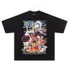 ONE PIECE ONE PIECE T-shirt, Luffy Animation Vintage American Small Neckline Short Sleeve Hip Hop Street Blockbuster