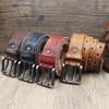 Trendy Personalized Retro Leather Belt with Double Pin Buckle for Men