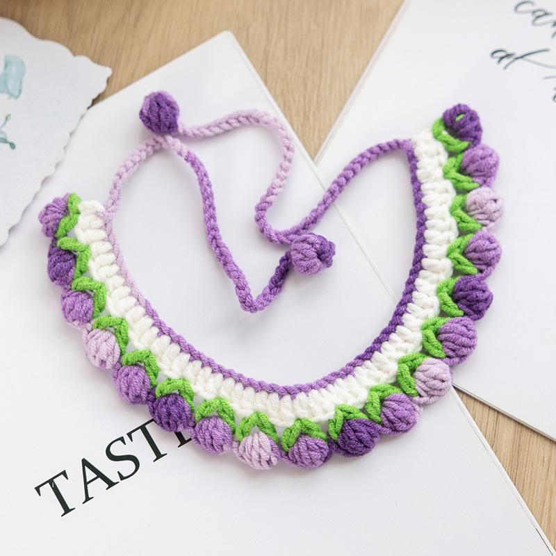 Hand-Knitted Snow White Pet Scarf for Cats and Dogs - Cute Photo Prop